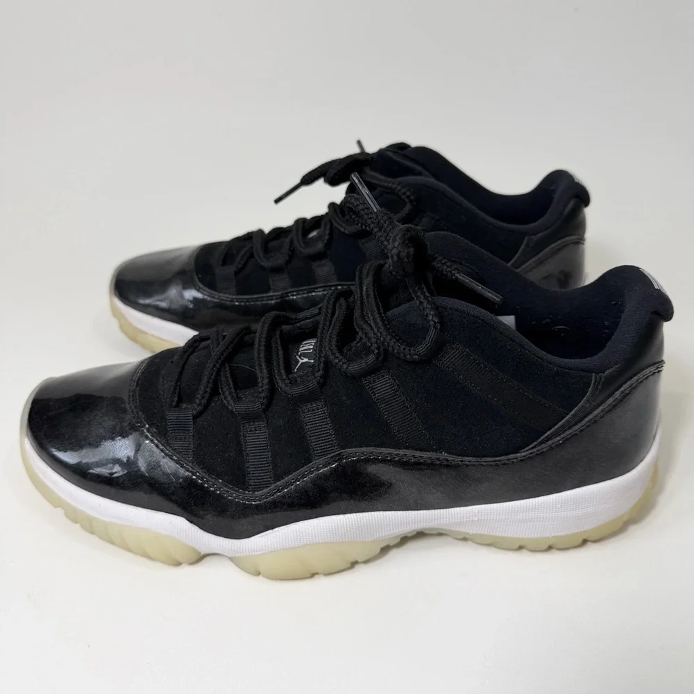 Nike Air Jordan 11 Retro Low Barons Sneakers Black Metallic Silver Men’s Size 11